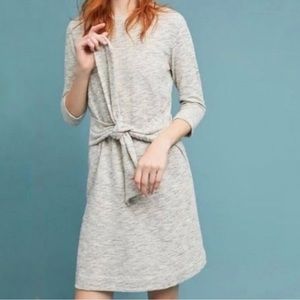 Anthropologie Dress T.La Becky Tie-Waist Striped Boat Neck Dress Sz L EUC